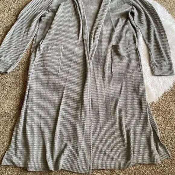 Three Bird Nest Waffle Knit Cardigan Open Front Women’s Size XL Pockets - Picture 5 of 8